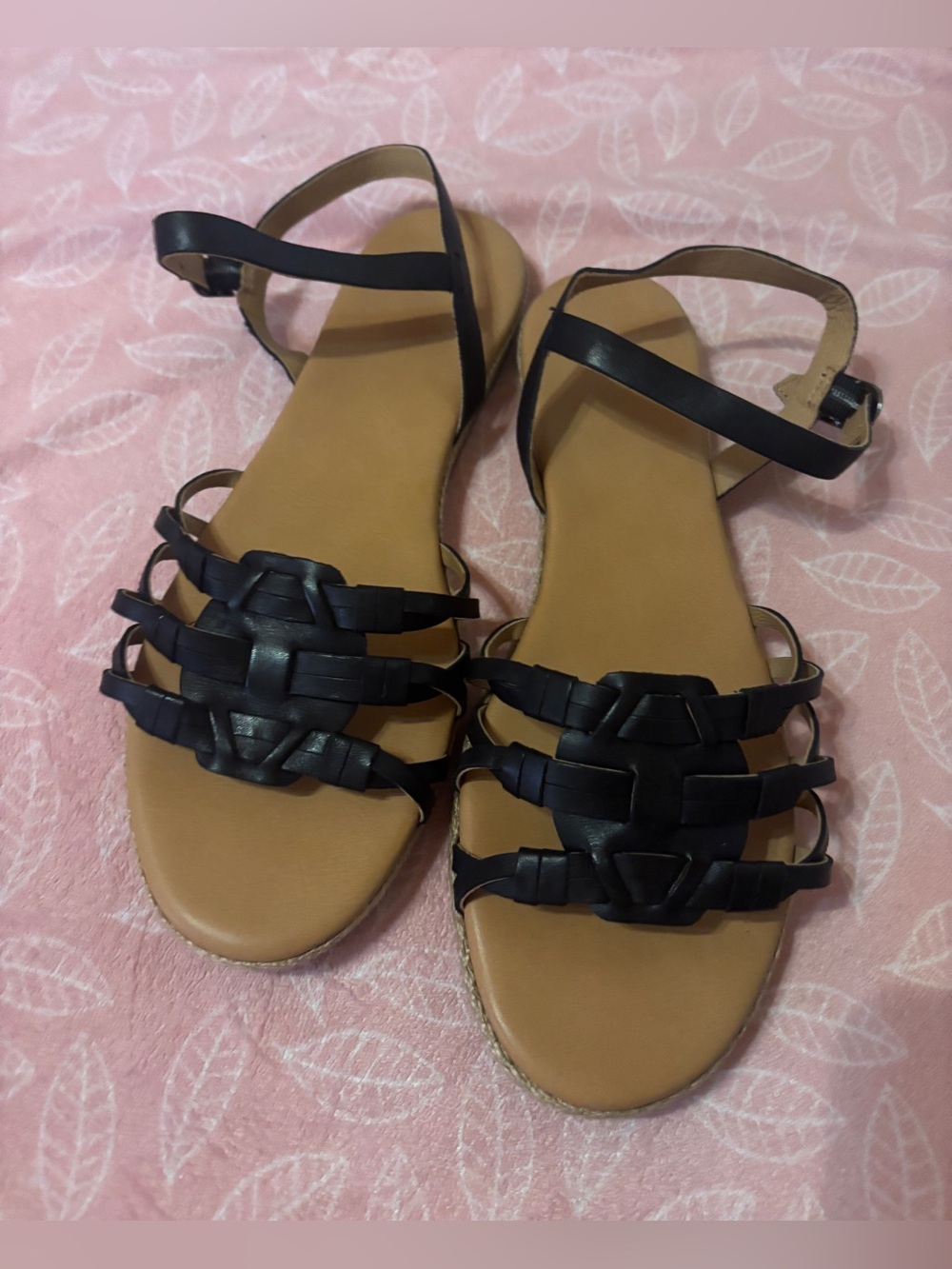 UGG Black Strappy Woven  Sandals